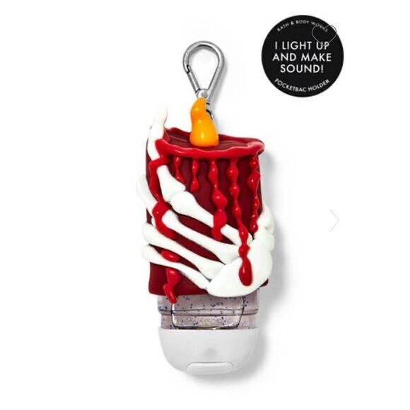 Bath & body works pocketbak holder nwt skeleton hand candle blood - Picture 1 of 10